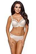 Beautiful bra, shiny microfiber, embroidery, partially sheer cups
